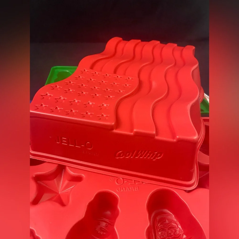 Vintage 90s JELL-O Jello Jigglers Molds & Patriotic Flag USA Christmas Holidays